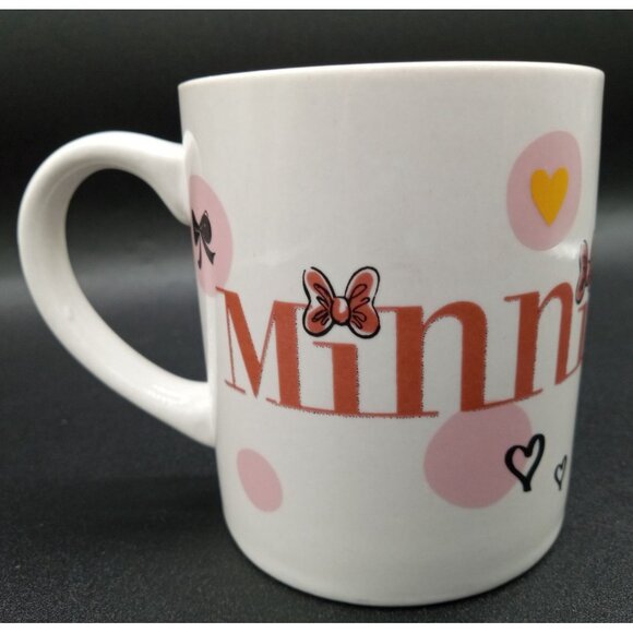 Disney Minnie Mouse Ceramic Coffee Cup White Pink Drinking Mug Hearts Polka Dot - Picture 8 of 16